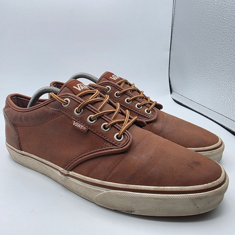 Vans Atwood Mens Size 10.5 Brown Leather Shoes Walking Casual Skateboarding